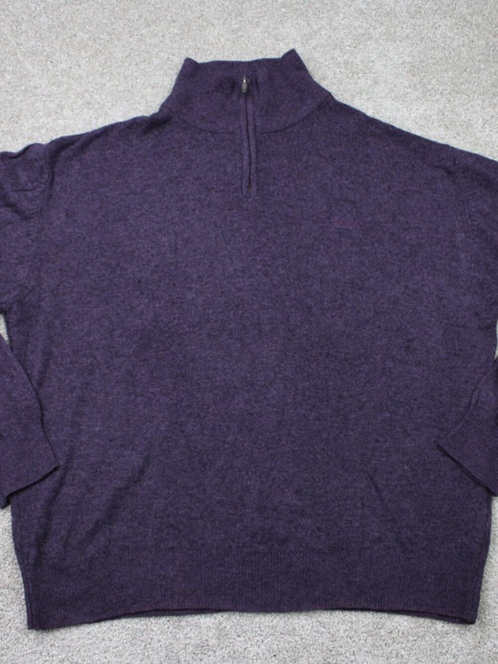 Pringle of Scotland Sweater Mens 2XL XXL Purple 100% Wool 1/4 Zip L/S Pullover